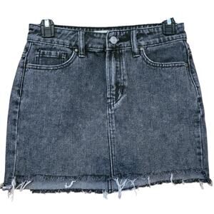PacSun Black Denim Mini‎ Skirt Punk Emo Goth Rocker Biker Y2K 90s Festival Sz 23